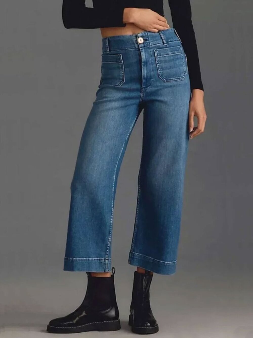 Anthropologie Maeve Colette Crop High-Rise Wide-Leg Jeans 26